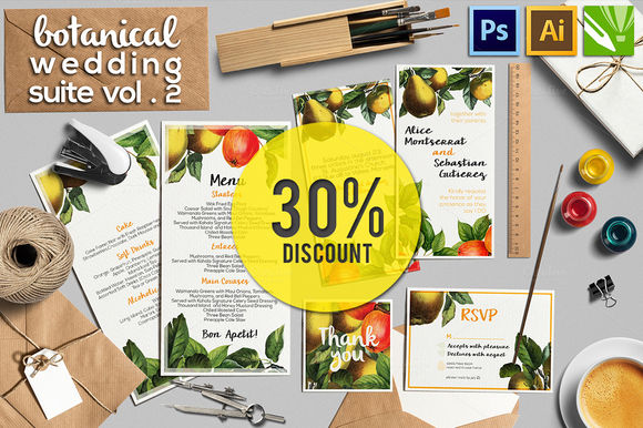 Botanical Wedding Suite Vol by DESIGNbook is available from CreativeMarket for $5.