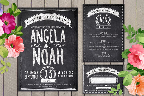 Chalk Wedding Invite Bundle by LucionCreative is available from CreativeMarket for $8.