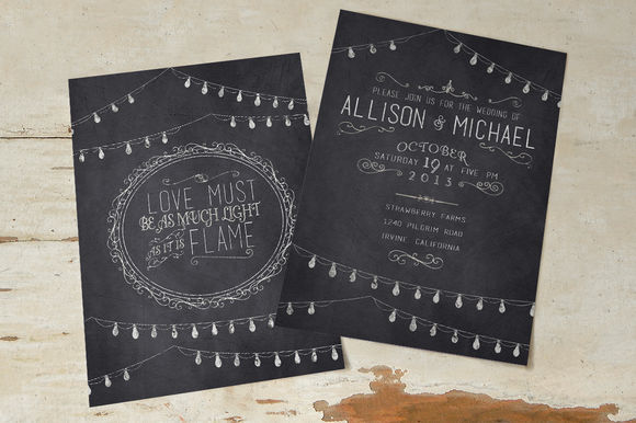 Chalkboard Wedding Invitation Suite by ErinManuel is available from CreativeMarket for $15.