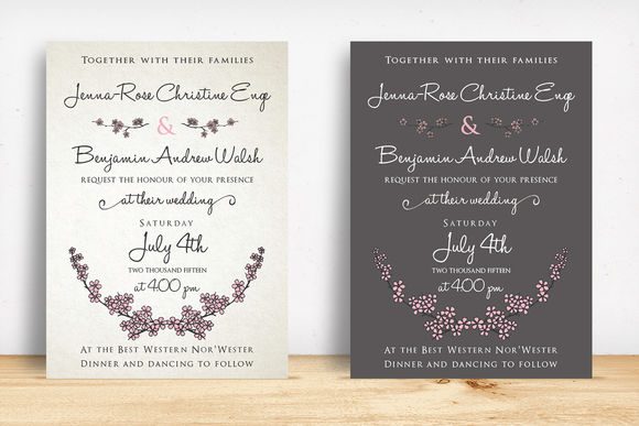 Cherry Blossom Wedding Suite by KnottedDesign is available from CreativeMarket for $20.