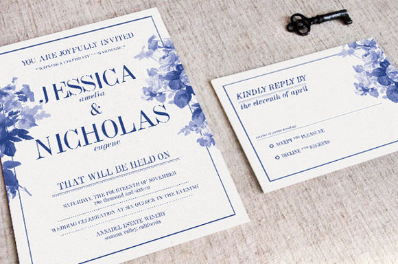 China Blue Wedding Invitation by KlapauciusCo is available from CreativeMarket for $10.
