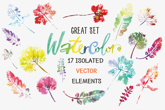 Creative Set Of Watercolor Leaves by Kizi is available from CreativeMarket for $7.