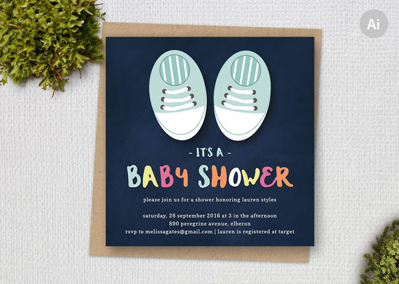Cute Shoes Baby Shower Template by ClementineCreative is available from CreativeMarket for $8.