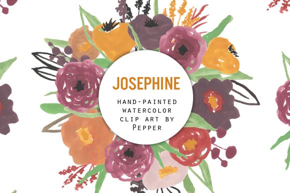 Deep Autumn Watercolor Flowers by Pepper is available from CreativeMarket for $5.