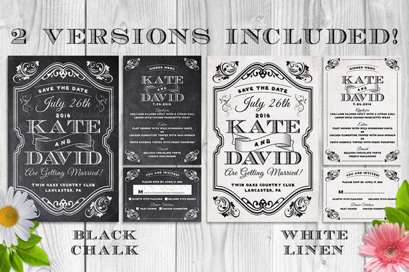 Elegant Chalk Wedding Invite Bundle by LucionCreative is available from CreativeMarket for $10.