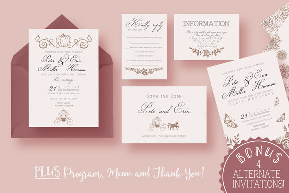 Fairy Tale Wedding Suite by KnottedDesign is available from CreativeMarket for $20.