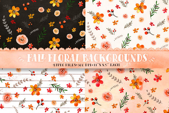Fall Floral Backgrounds Vol by DigitalCloud is available from CreativeMarket for $5.