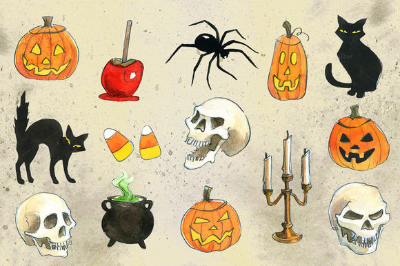 Halloween Watercolor Illustrations by Artbiscuit is available from CreativeMarket for $13.