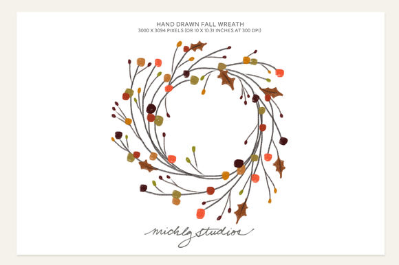 Hand Drawn Fall Wreath by MichLgstudios is available from CreativeMarket for $2.