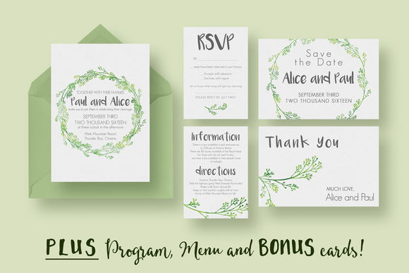 Hip Wedding Invitation Suite by KnottedDesign is available from CreativeMarket for $20.