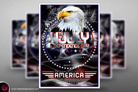 Independence Day Flyer Template V by ThatsDesign is available from CreativeMarket for $9.