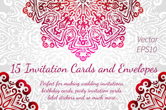 Invitations Cards And Envelopes by ToriArt is available from CreativeMarket for $8.