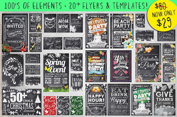 Mega Chalk Holiday Occasions Bundle by LucionCreative is available from CreativeMarket for $29.