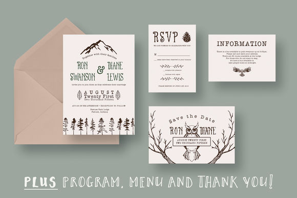 Outdoor Adventurer Wedding Suite by KnottedDesign is available from CreativeMarket for $20.