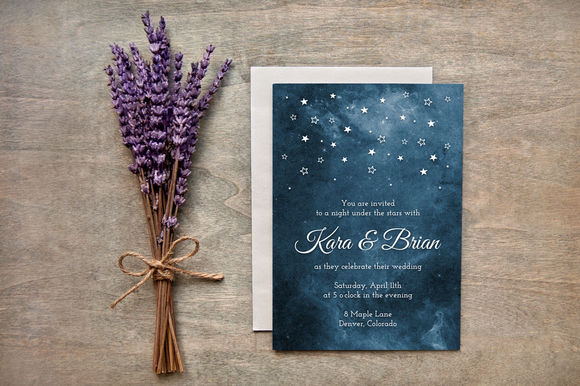 Painted Starry Night Wedding Invites by AdrianPelletier is available from CreativeMarket for $10.