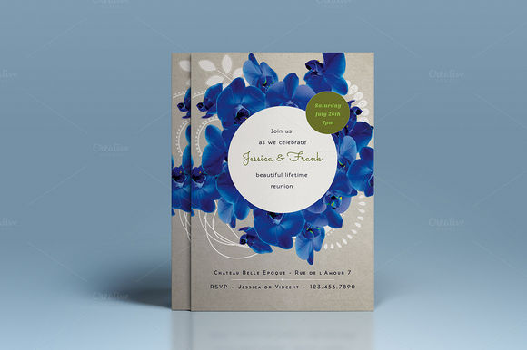 Premium Blue Orchid Wedding Invite by TheWeddingShop is available from CreativeMarket for $7.