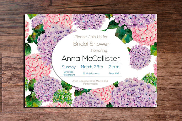 Printable Hydrangeas Invitation X by Interints is available from CreativeMarket for $15.