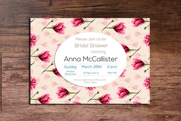 Printable Magnolia Invitation X by Interints is available from CreativeMarket for $15.