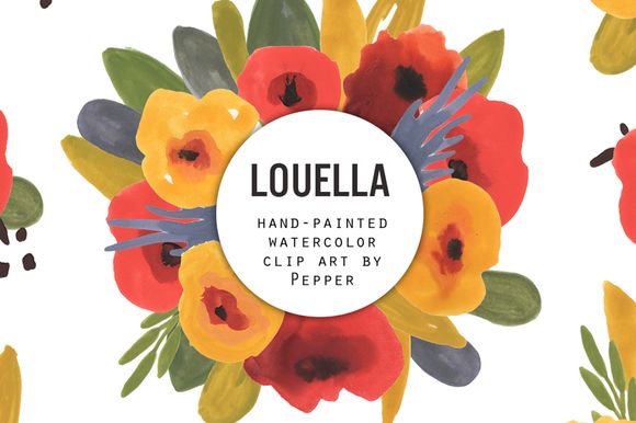 Red And Gold Watercolor Flowers by Pepper is available from CreativeMarket for $5.