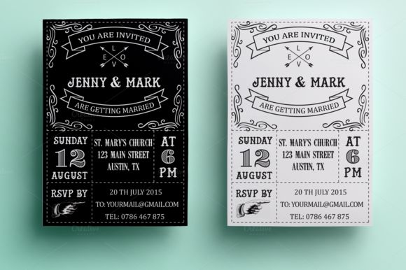 Retro Wedding Invitation by Annago is available from CreativeMarket for $7.