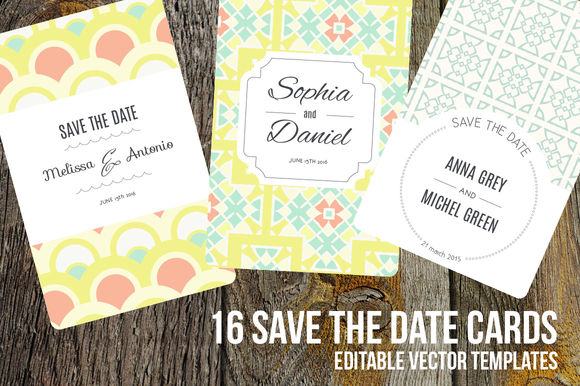 Save The Date Editable Cards by FaveteArt is available from CreativeMarket for $15.