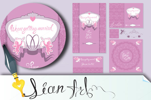 Set Of Wedding Invitation Cards by Lian-art is available from CreativeMarket for $5.