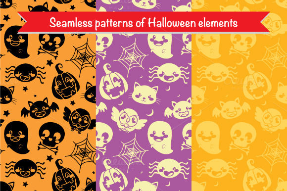Three Seamless Halloween Patterns by KakigoriStudio is available from CreativeMarket for $10.