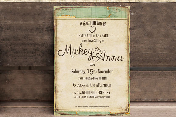 Vintage Journey Wedding Invitation by KlapauciusCo is available from CreativeMarket for $10.