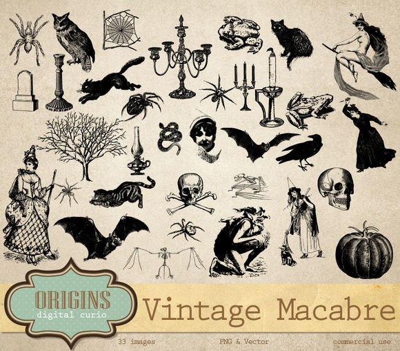 Vintage Macabre Halloween Clipart by OriginsDigitalCurio is available from CreativeMarket for $7.
