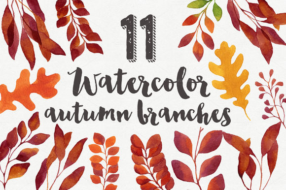 Watercolor Autumn Branches by HelgaWigandt is available from CreativeMarket for $8.