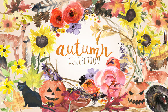 Watercolor Autumn Collection by DigitalPressCreation is available from CreativeMarket for $45.