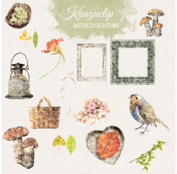 Watercolor Autumn Set by Kaazuclip is available from CreativeMarket for $5.