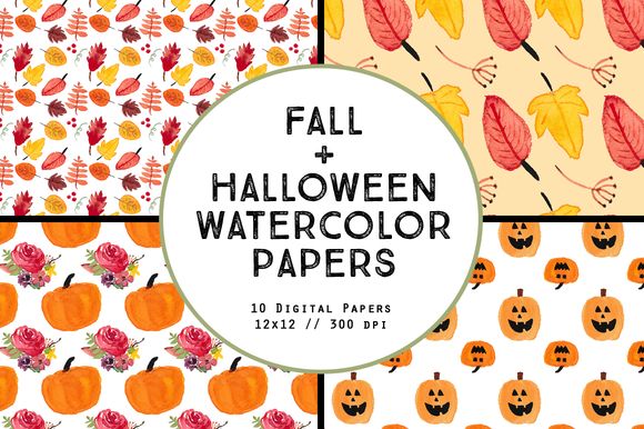 Watercolor Fall Halloween Papers by BellaLoveLetters is available from CreativeMarket for $5.
