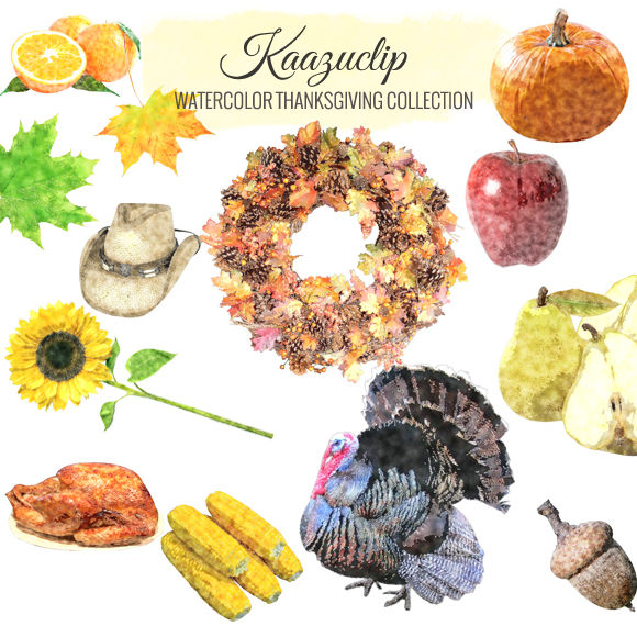 Watercolor Thanksgiving Collection by Kaazuclip is available from CreativeMarket for $5.