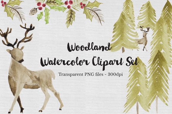 Watercolor Woodland Deer Clipart Set by TheAutumnRabbit is available from CreativeMarket for $15.