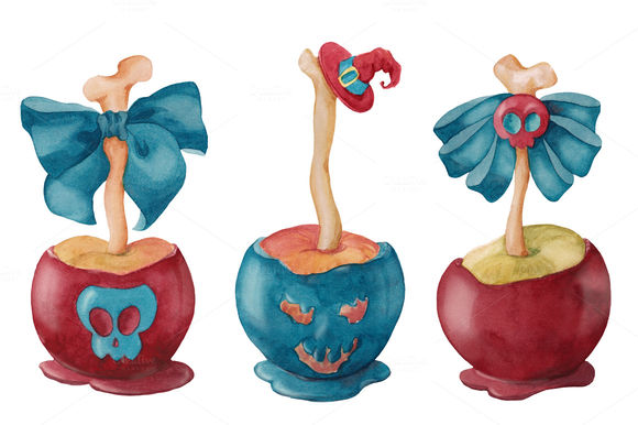 Watercolor Caramel Apples by Hayashi_chan is available from CreativeMarket for $10.