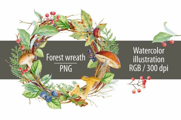 Watercolor Forest Wreath by SvetlanaBakaldina is available from CreativeMarket for $7.