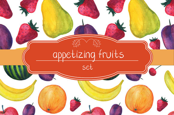 Watercolor Fruits Set by MarinaZabrodina is available from CreativeMarket for $8.