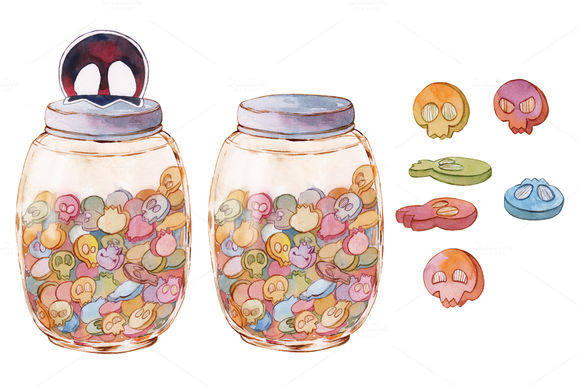 Watercolor Halloween Candies by Hayashi_chan is available from CreativeMarket for $10.