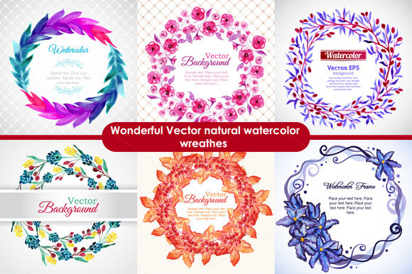 Watercolor Nature Wreathes by AnaWhite is available from CreativeMarket for $5.