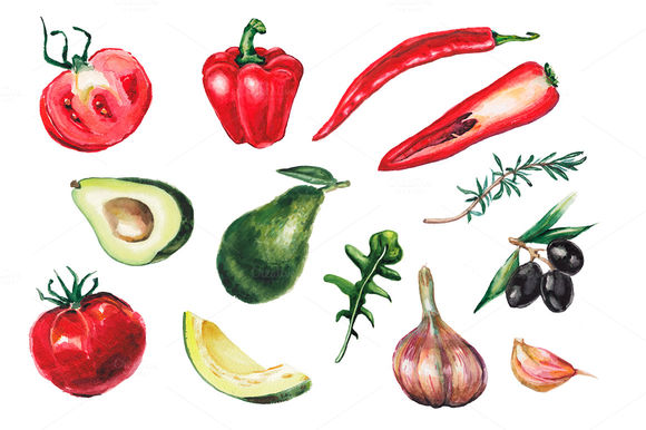 Watercolor Vegetables Collection by Lenavetka87 is available from CreativeMarket for $15.