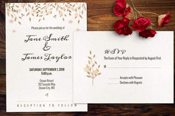 Watercolour Wedding Invitation by Webvilla is available from CreativeMarket for $8.