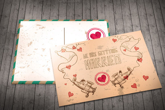 Wedding Invitation Postcard by IB is available from CreativeMarket for $7.
