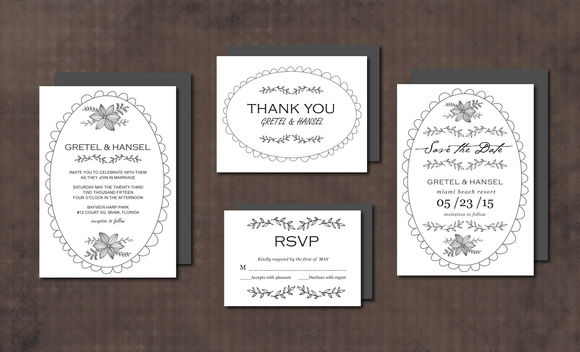 Wedding Invitation Suite DoodleFrame by Aticnomar is available from CreativeMarket for $15.