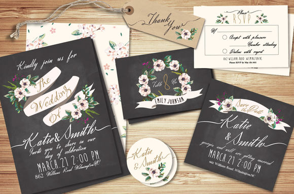 Wedding Invitation Suite Templates by GraphicBox is available from CreativeMarket for $18.