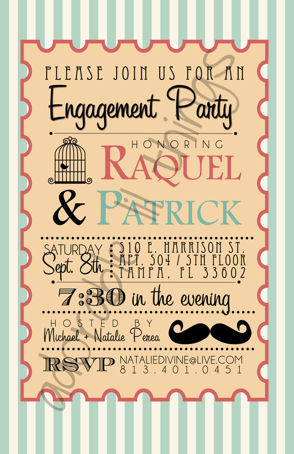 Whimsical Engagement Party Invite by Adorablelilthings is available from CreativeMarket for $5.