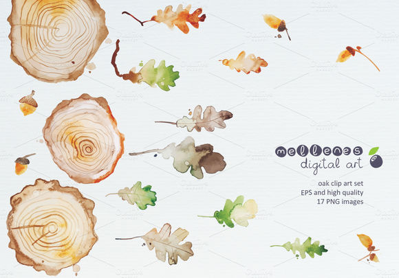 Oak Clip Art by Mellenes is available from CreativeMarket for $7.