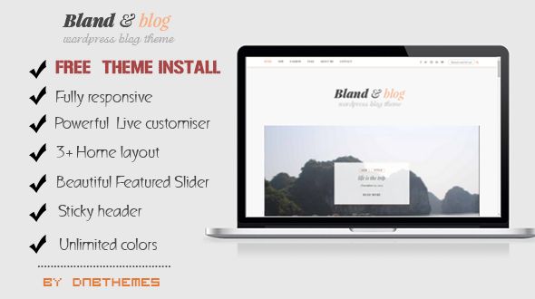 Bland And Blog WordPress Theme by Dnbthemes is a great new WordPress theme which features fully responsive layouts, clean design and a grid layout.