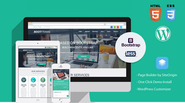 BootFrame by Rocksitepro is a great new WordPress theme which features support for RTL languages, one page layouts, fully responsive layouts, Revolution Slider, clean design, Bootstrap framework utilization, can be used for your portfolio, corporate style visuals, flat design aesthetics and a grid layout.