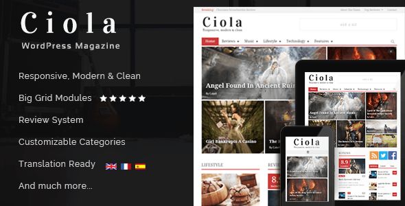 Ciola by Cubell is a news magazine WordPress theme which features fully responsive layouts, search engine optimization, clean design, magazine style layouts, a grid layout and minimal design.